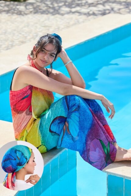Rainbow Flutter Coverup + Square Scarf Bundle